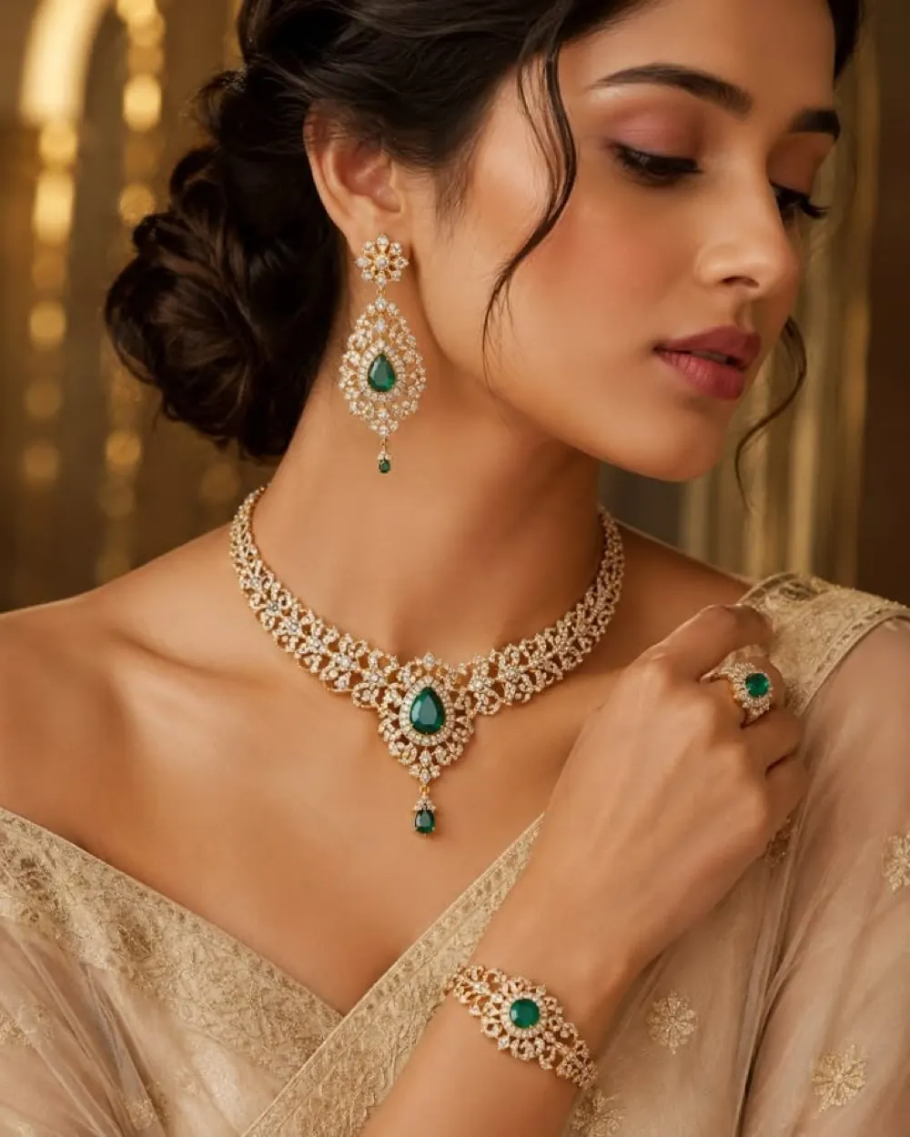 Architectural filigree gold collar, assayed 22KT gold