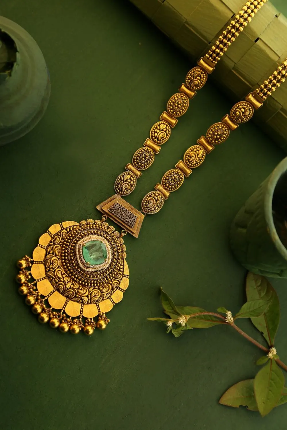 Verdant Tourmaline & Diamond Halo Pendant